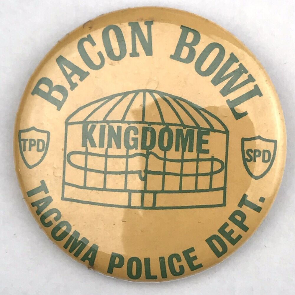 Bacon Bowl Kingdome Tacoma Seattle TPD Vs SPD Pin Button Vintage Police Pinback